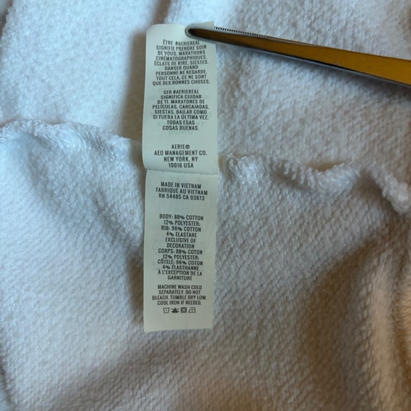 Aerie Hey Crochet Sweatshirt White Women's Lace Oversized American Eagle | Sz S - Picture 10 of 12